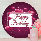 Aperturee - Rose Pink Love Round Happy Birthday Backdrop